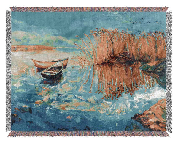 Twin Sailboat Reflections Woven Blanket