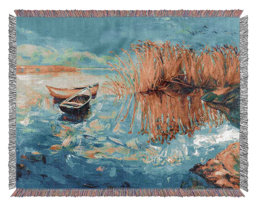 Twin Sailboat Reflections Woven Blanket
