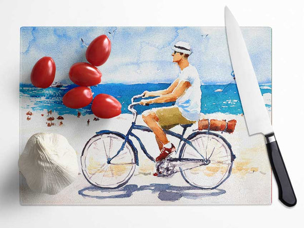 Cycling In Paradise Glass Chopping Board