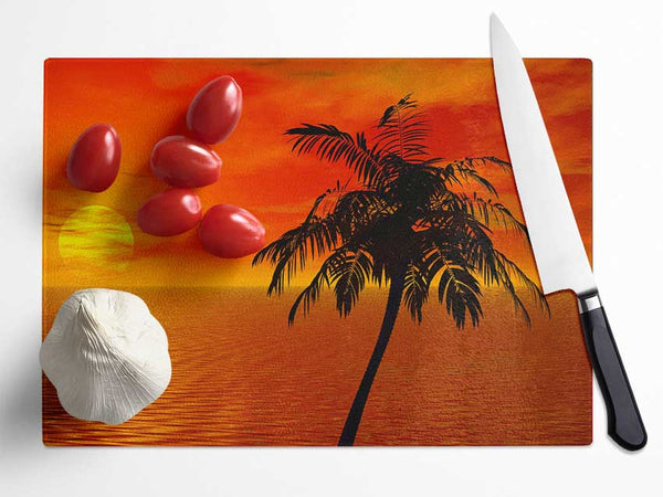 Palm Tree Ocean Sun Glass Chopping Board