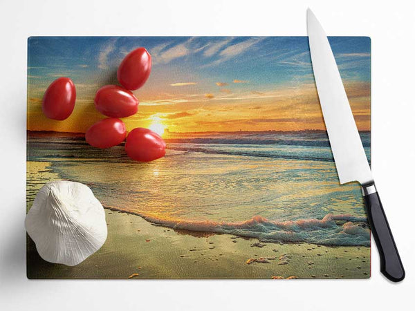 Waves Of The Sunset Ocean Glass Chopping Board