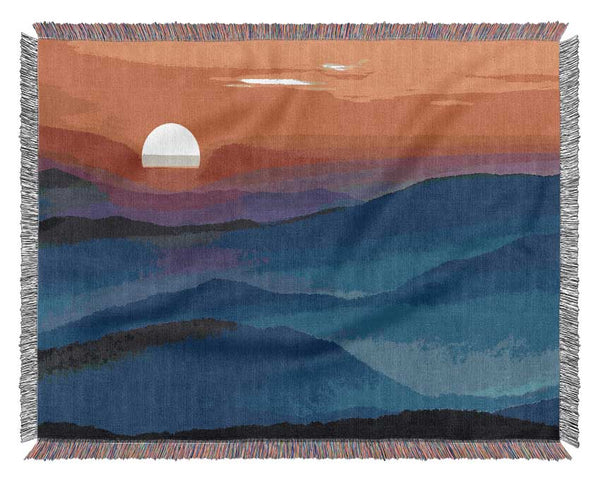Sunset Mountain Blues Woven Blanket