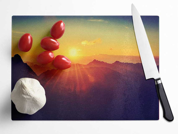 Sunrays Over The Mountains 2 Glass Chopping Board