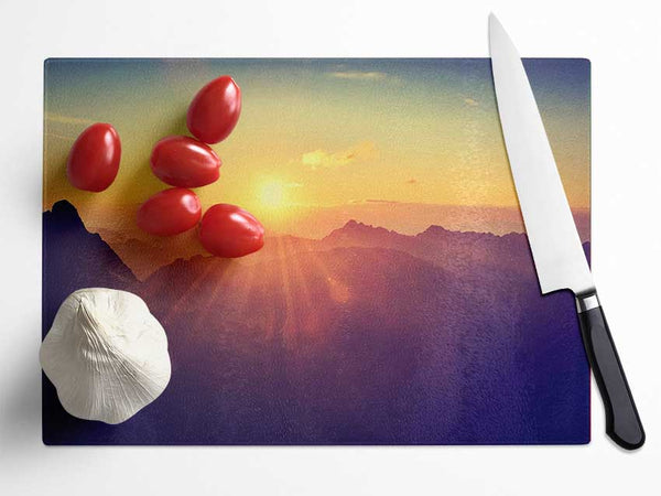 Sunrays Over The Mountains 1 Glass Chopping Board