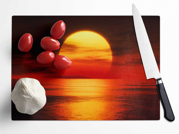 Red Fire Sky Reflections Glass Chopping Board