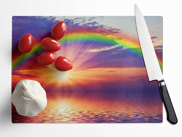 Rainbow Sun Blaze Glass Chopping Board