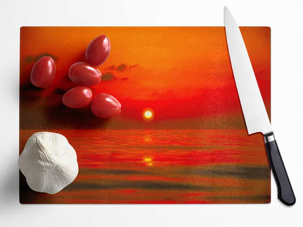 Perfect Red Sky Glass Chopping Board
