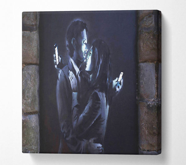 A Square Canvas Print Showing Phones Square Wall Art