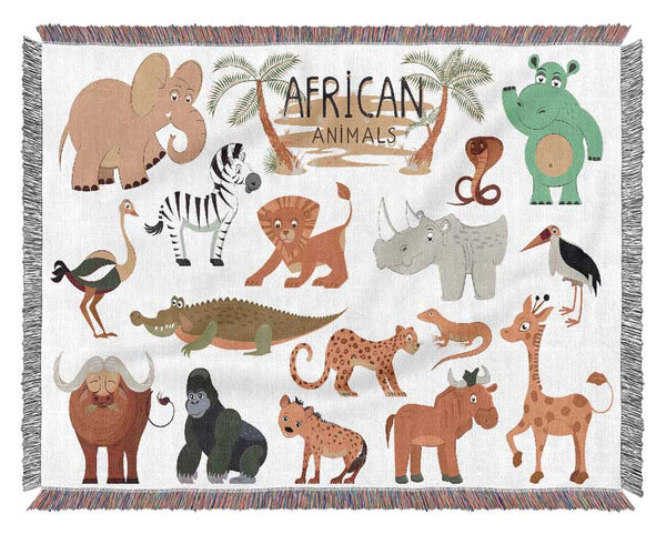 African animals cartoon Woven Blanket