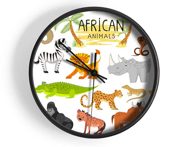 African animals cartoon Clock - Wallart-Direct UK