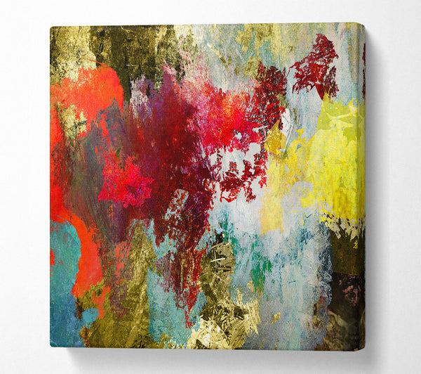 A Square Canvas Print Showing Abstract World grunge map Square Wall Art