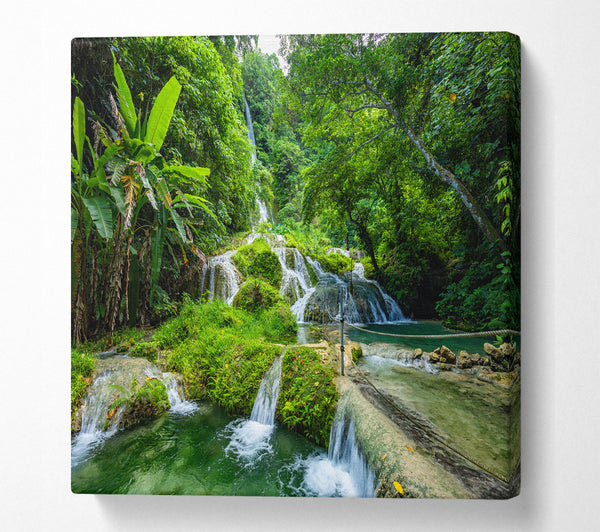 A Square Canvas Print Showing Green paradise mountain jungle Square Wall Art