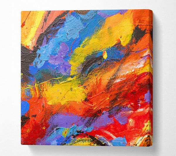 A Square Canvas Print Showing Oil painting Colour Splash Square Wall Art