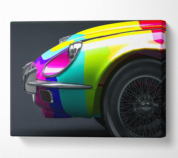 Picture of E type Jaguar rainbow stripes Canvas Print Wall Art