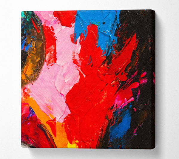 A Square Canvas Print Showing splashes of acrylic paint Square Wall Art