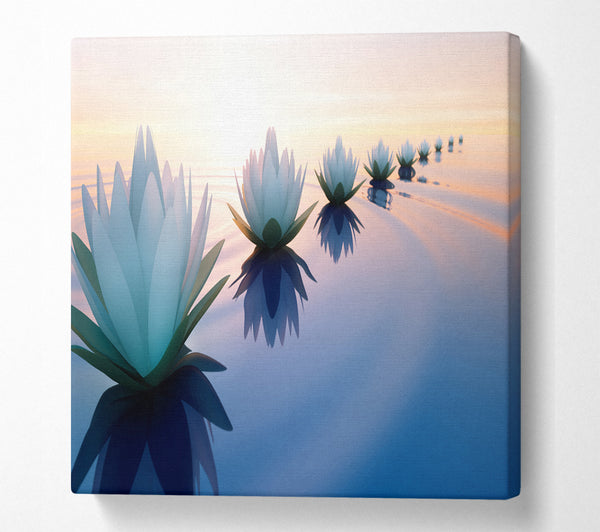 A Square Canvas Print Showing Waterlillies lined up Square Wall Art