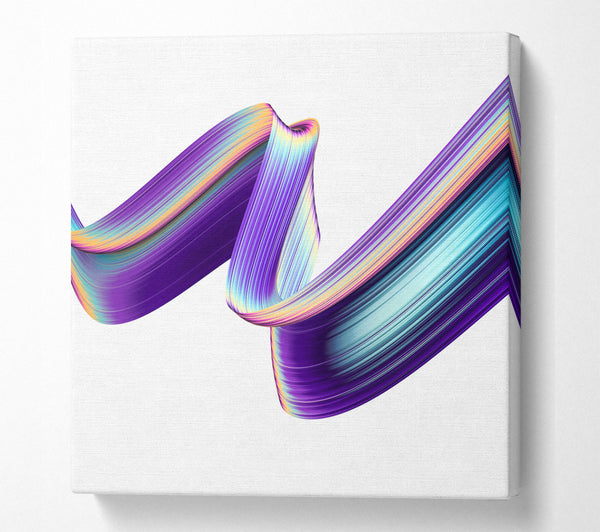A Square Canvas Print Showing Ribbon of purple neon light Square Wall Art