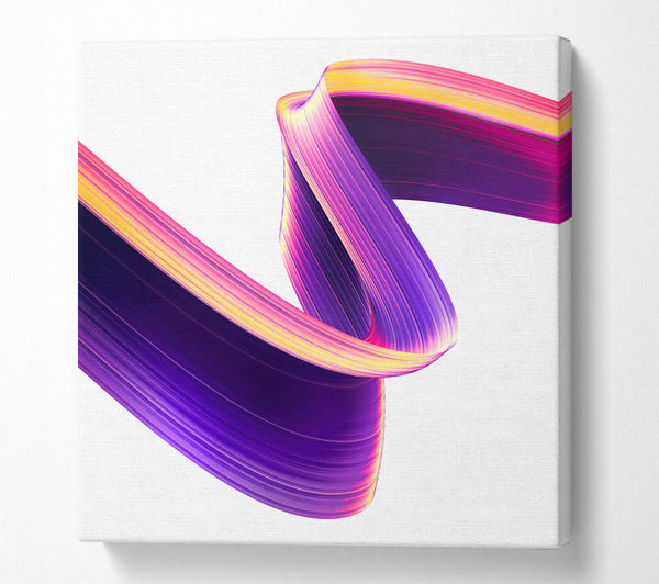 A Square Canvas Print Showing Purple Ribbon swirl Square Wall Art