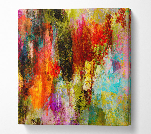 A Square Canvas Print Showing Splash of grunge colour Square Wall Art