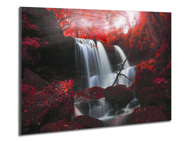 Red Forest Waterfall Delight