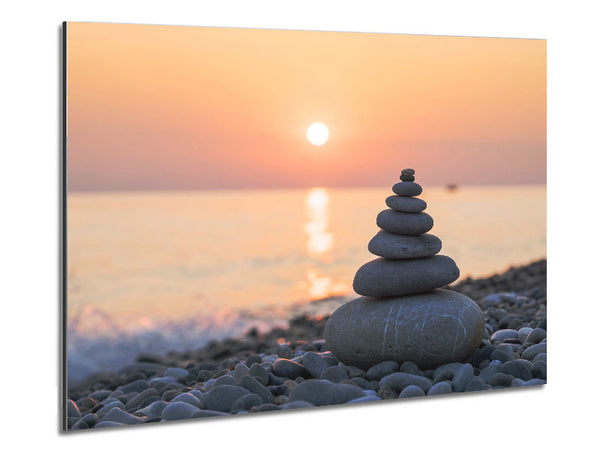 Zen Stones at sunset on the beach