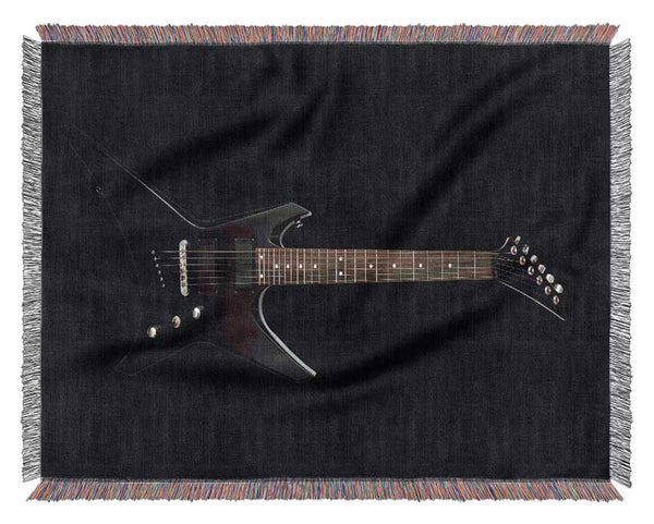 Rock and roll black guitar Woven Blanket