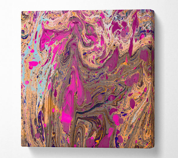A Square Canvas Print Showing Oily Paint flows Square Wall Art