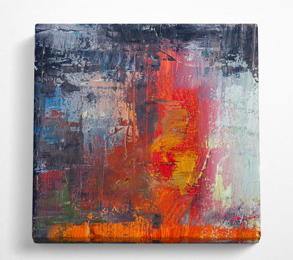 A Square Canvas Print Showing textured Paints colours and darks Square Wall Art