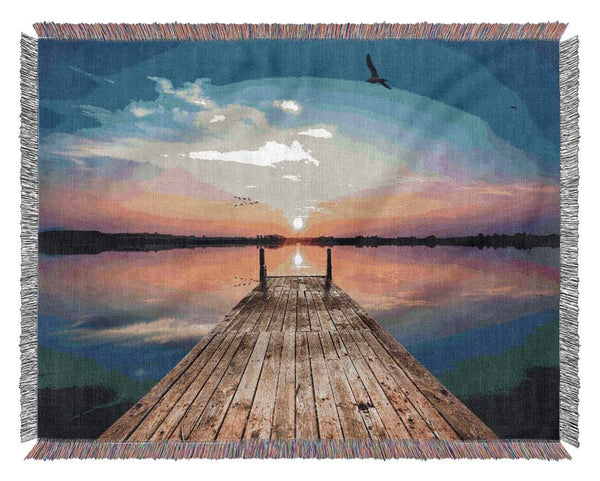 The seaview from the water bridge Woven Blanket