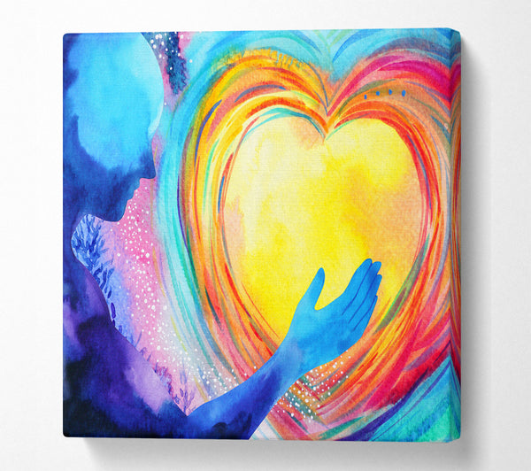 A Square Canvas Print Showing Water colour warming heart Square Wall Art