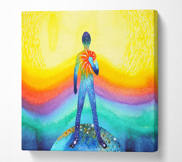 A Square Canvas Print Showing Stronger heart watercolour Square Wall Art