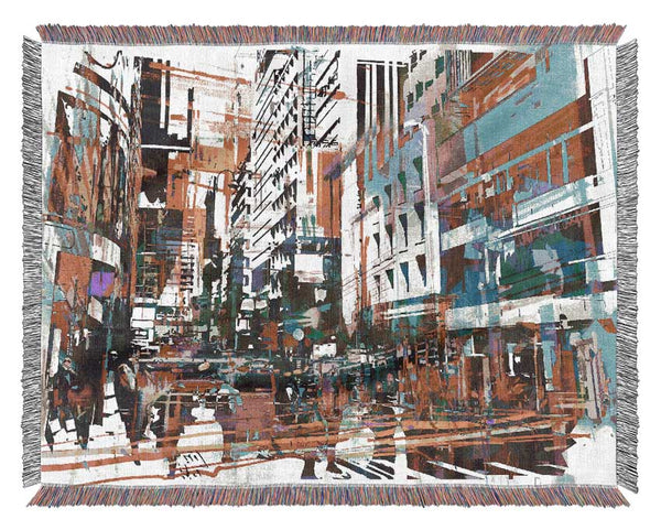 Abstract city art Woven Blanket