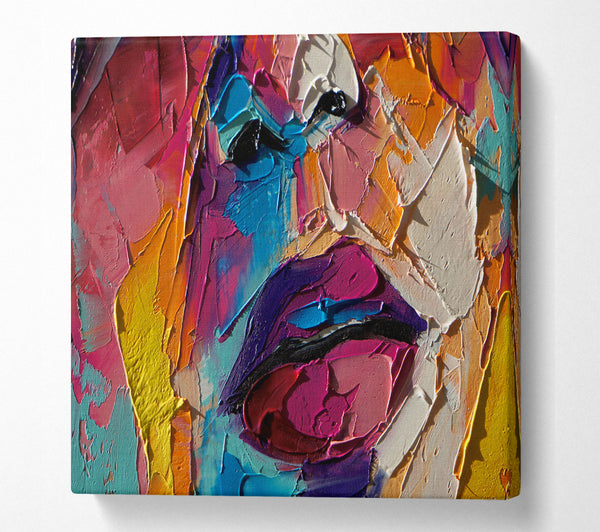 A Square Canvas Print Showing Textures of paint and colour Square Wall Art