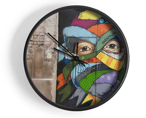 Wrapped up face art Clock - Wallart-Direct UK