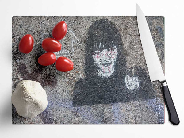 Creepy woman art Glass Chopping Board