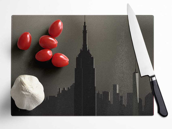 Empire state building illustration Glass Chopping Board