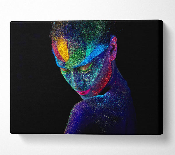 Picture of Splattered neon paint lady Canvas Print Wall Art