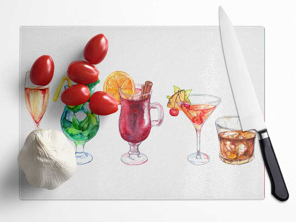 Cocktails Of Summer Glass Chopping Board