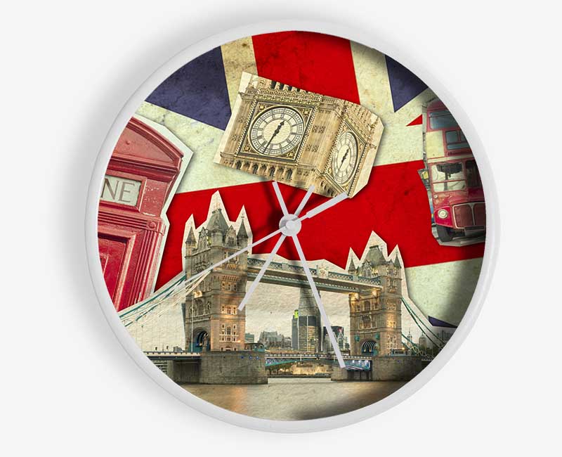 Union Jack London Icons Clock - Wallart-Direct UK