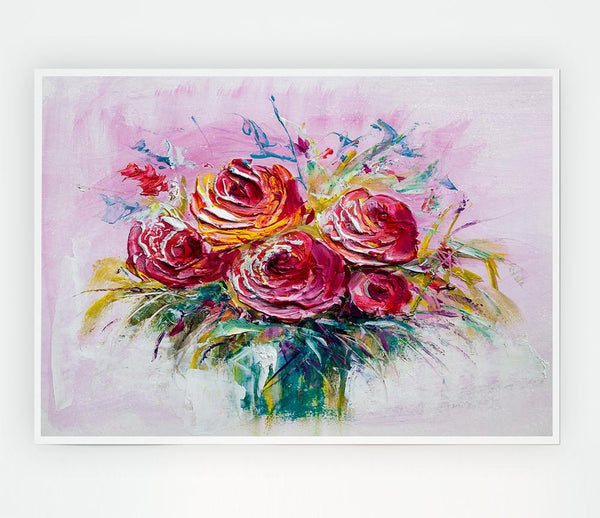 Hand Painted Flowers Print Poster Wall Art