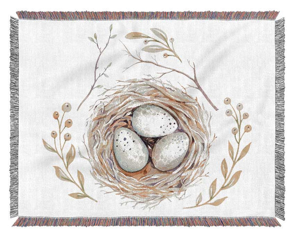 Three Eggs In A Nest Woven Blanket