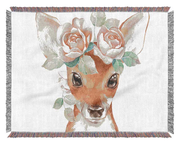 Water Colour Floral Deer Woven Blanket