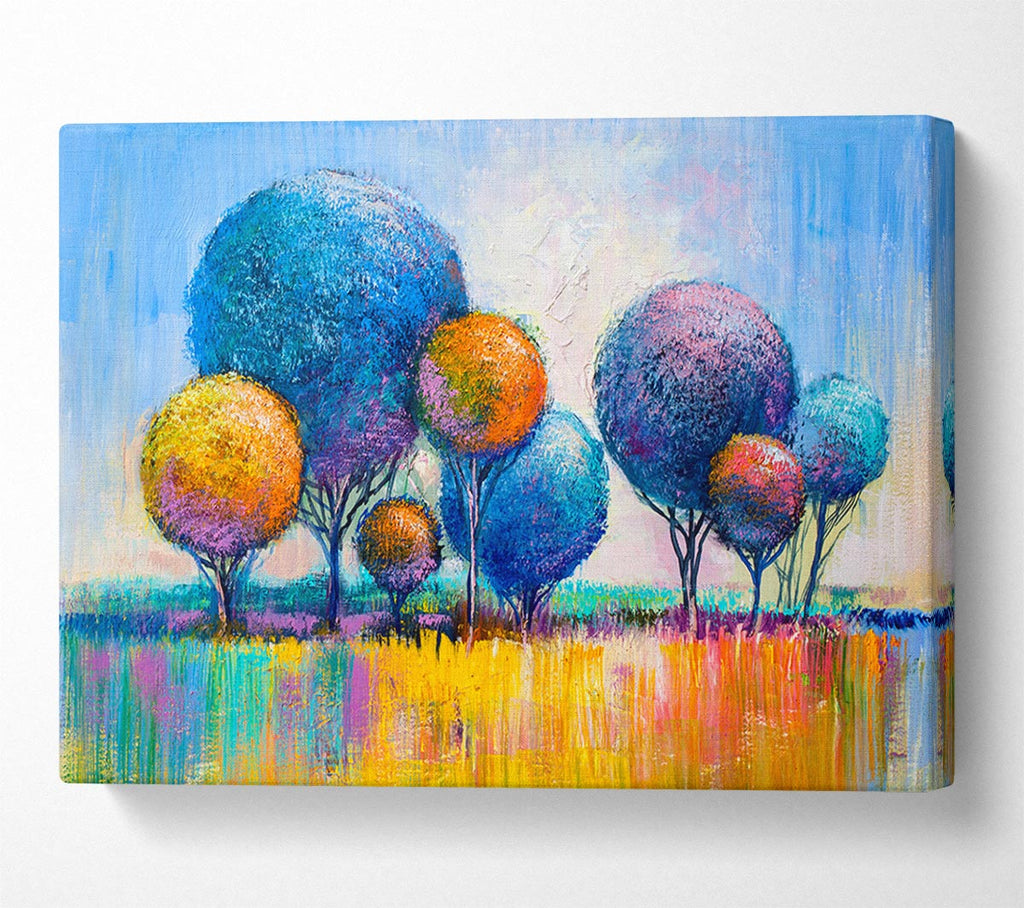 Picture of Circular Trees In The Meadow Canvas Print Wall Art