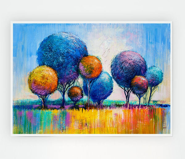 Circular Trees In The Meadow Print Poster Wall Art
