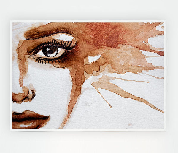 Watercolour Sepia Face Print Poster Wall Art