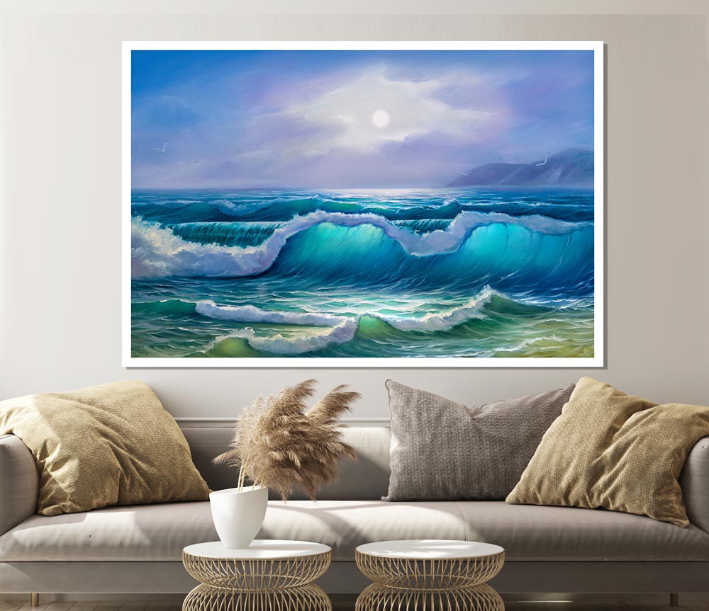 Waves Off The Coast Print Poster Wall Art