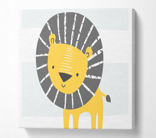 A Square Canvas Print Showing Lion In Stripes Square Wall Art