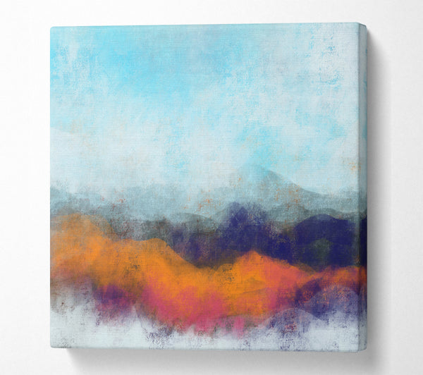 A Square Canvas Print Showing Rough Orange And Blue Square Wall Art
