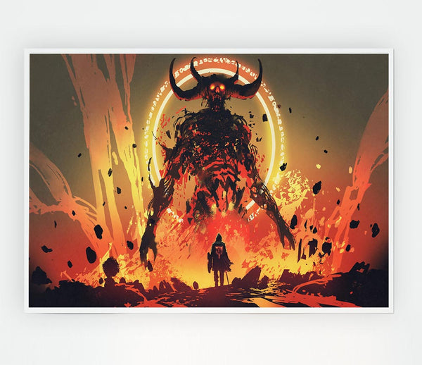 Demons Rise Above Warrior Print Poster Wall Art