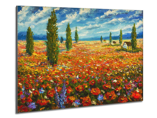 Field Of Trees And Flowers
